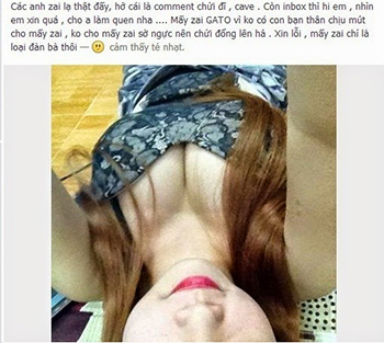 Nữ sinh thổi kèn cho bạn trai rồi lên mạng kể hình ảnh